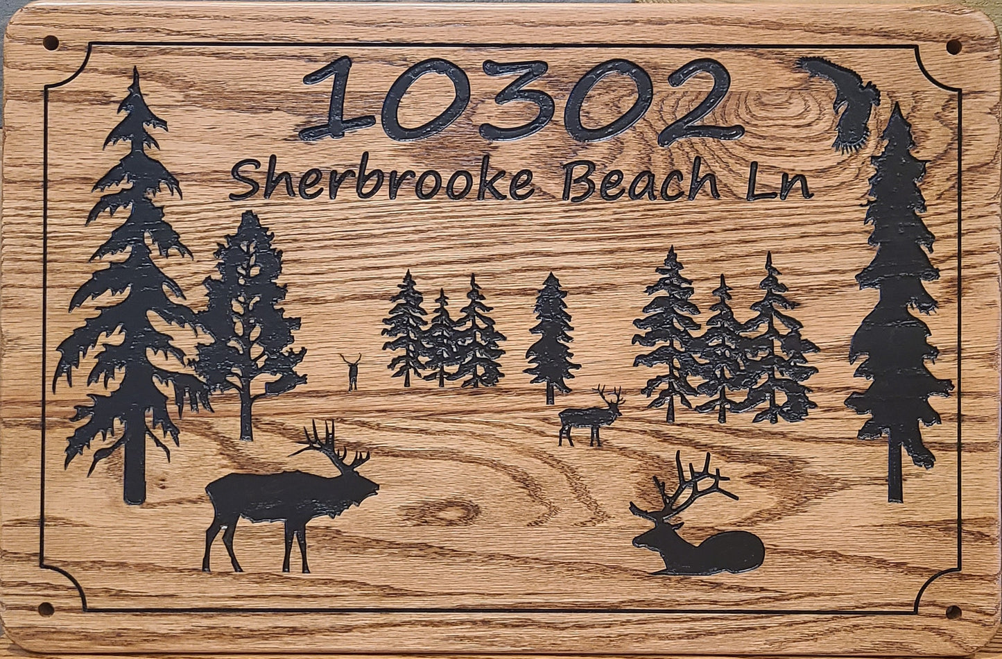 Elk and Trees Family Cabin Signs, Welcome or Lake Home Signs