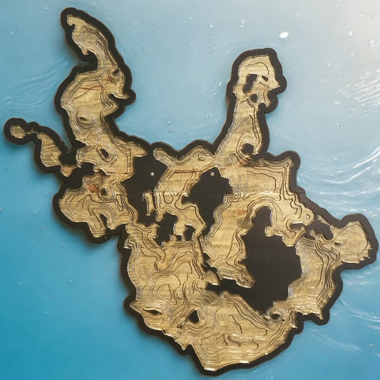 Little Cormorant Lake 2.5D Wood Map - Solid Pine 48"x48"